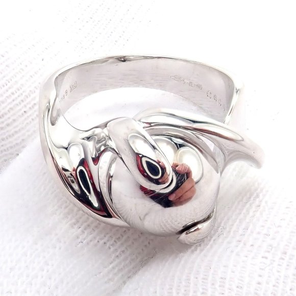 Authentic! Marina B 18k White Gold Rolling Ball Globe Ring Sz 7 - Picture 4 of 9